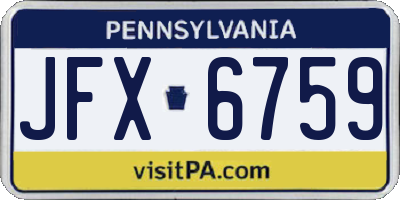 PA license plate JFX6759