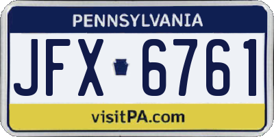 PA license plate JFX6761