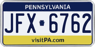 PA license plate JFX6762