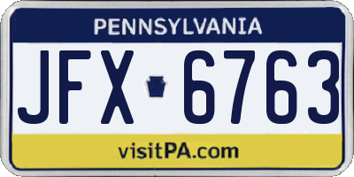PA license plate JFX6763