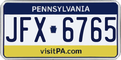 PA license plate JFX6765