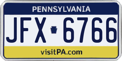 PA license plate JFX6766