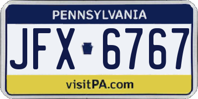PA license plate JFX6767