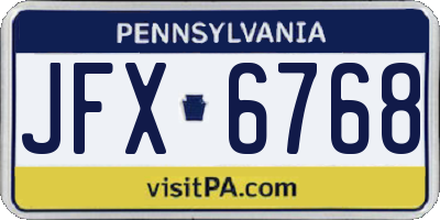 PA license plate JFX6768