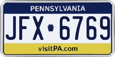 PA license plate JFX6769