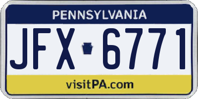 PA license plate JFX6771