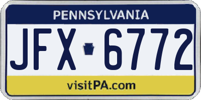 PA license plate JFX6772