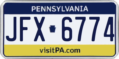 PA license plate JFX6774