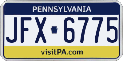 PA license plate JFX6775