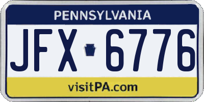 PA license plate JFX6776