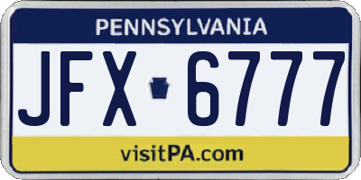 PA license plate JFX6777