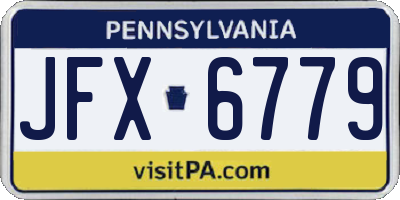 PA license plate JFX6779
