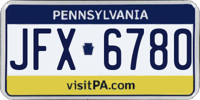 PA license plate JFX6780