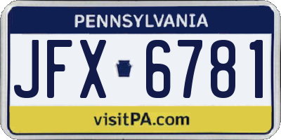 PA license plate JFX6781