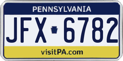 PA license plate JFX6782