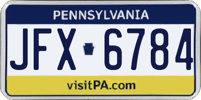 PA license plate JFX6784