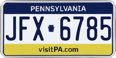 PA license plate JFX6785