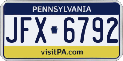 PA license plate JFX6792