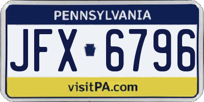 PA license plate JFX6796