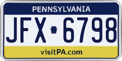 PA license plate JFX6798