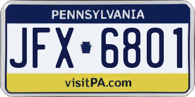 PA license plate JFX6801