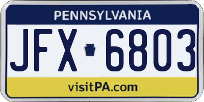 PA license plate JFX6803