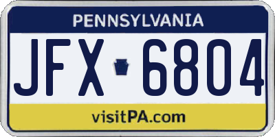 PA license plate JFX6804