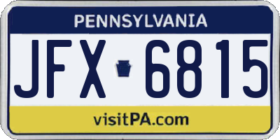 PA license plate JFX6815
