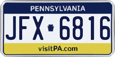 PA license plate JFX6816