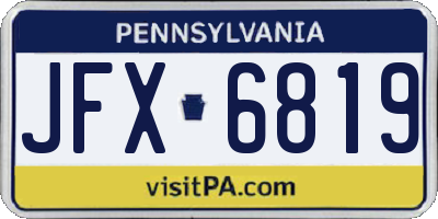 PA license plate JFX6819