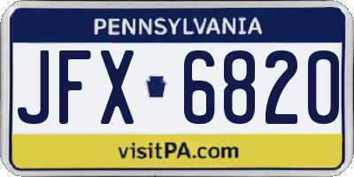 PA license plate JFX6820