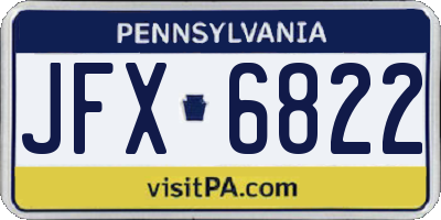 PA license plate JFX6822