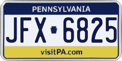 PA license plate JFX6825