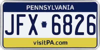 PA license plate JFX6826