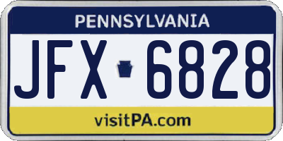 PA license plate JFX6828