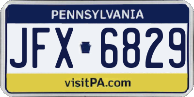 PA license plate JFX6829