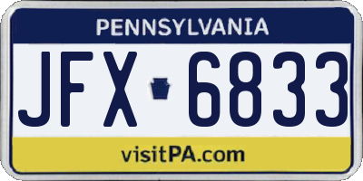 PA license plate JFX6833
