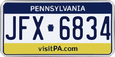 PA license plate JFX6834