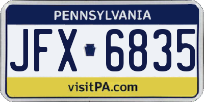PA license plate JFX6835