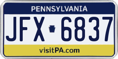 PA license plate JFX6837