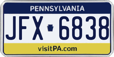 PA license plate JFX6838