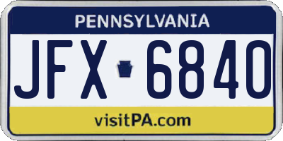 PA license plate JFX6840