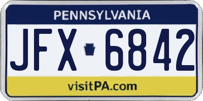 PA license plate JFX6842
