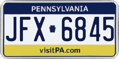 PA license plate JFX6845