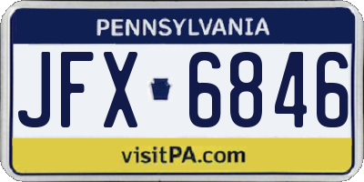 PA license plate JFX6846