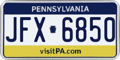 PA license plate JFX6850