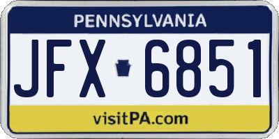 PA license plate JFX6851