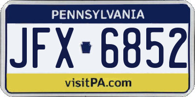 PA license plate JFX6852
