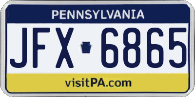 PA license plate JFX6865