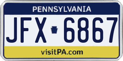 PA license plate JFX6867